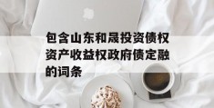 包含山东和晟投资债权资产收益权政府债定融的词条