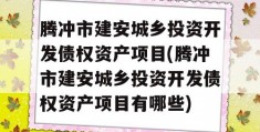 腾冲市建安城乡投资开发债权资产项目(腾冲市建安城乡投资开发债权资产项目有哪些)