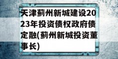 天津蓟州新城建设2023年投资债权政府债定融(蓟州新城投资董事长)