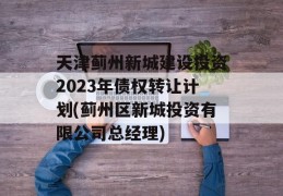 天津蓟州新城建设投资2023年债权转让计划(蓟州区新城投资有限公司总经理)