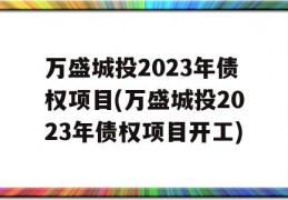 万盛城投2023年债权项目(万盛城投2023年债权项目开工)