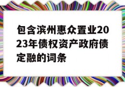 包含滨州惠众置业2023年债权资产政府债定融的词条