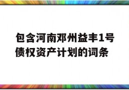 包含河南邓州益丰1号债权资产计划的词条