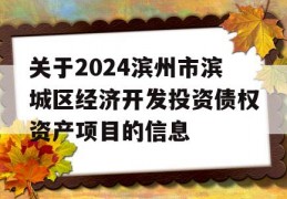 关于2024滨州市滨城区经济开发投资债权资产项目的信息