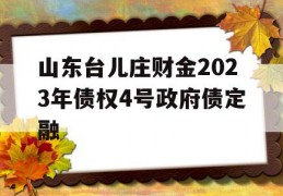 山东台儿庄财金2023年债权4号政府债定融