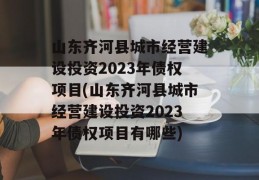 山东齐河县城市经营建设投资2023年债权项目(山东齐河县城市经营建设投资2023年债权项目有哪些)