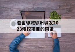 包含郓城郓州城发2023债权项目的词条