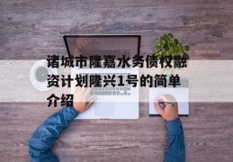 诸城市隆嘉水务债权融资计划隆兴1号的简单介绍