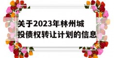 关于2023年林州城投债权转让计划的信息