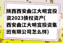 陕西西安曲江大明宫投资2023债权资产(西安曲江大明宫投资集团有限公司怎么样)