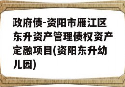 政府债-资阳市雁江区东升资产管理债权资产定融项目(资阳东升幼儿园)