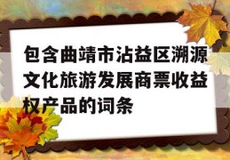 包含曲靖市沾益区溯源文化旅游发展商票收益权产品的词条