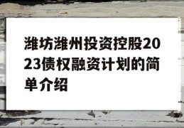 潍坊潍州投资控股2023债权融资计划的简单介绍