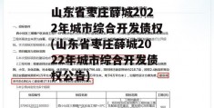 山东省枣庄薛城2022年城市综合开发债权(山东省枣庄薛城2022年城市综合开发债权公告)