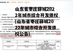 山东省枣庄薛城2022年城市综合开发债权(山东省枣庄薛城2022年城市综合开发债权公告)