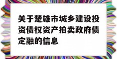 关于楚雄市城乡建设投资债权资产拍卖政府债定融的信息