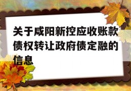 关于咸阳新控应收账款债权转让政府债定融的信息