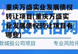 重庆万盛实业发展债权转让项目(重庆万盛实业发展债权转让项目有哪些)