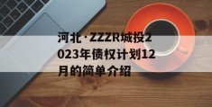 河北·ZZZR城投2023年债权计划12月的简单介绍