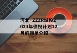 河北·ZZZR城投2023年债权计划12月的简单介绍