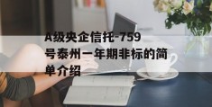 A级央企信托-759号泰州一年期非标的简单介绍