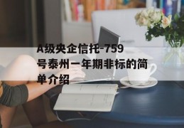 A级央企信托-759号泰州一年期非标的简单介绍