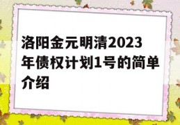 洛阳金元明清2023年债权计划1号的简单介绍