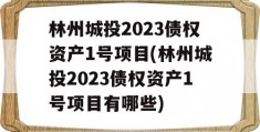 林州城投2023债权资产1号项目(林州城投2023债权资产1号项目有哪些)