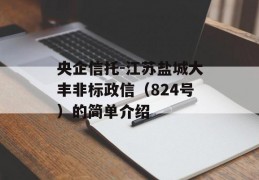 央企信托-江苏盐城大丰非标政信（824号）的简单介绍