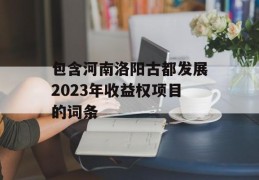 包含河南洛阳古都发展2023年收益权项目的词条