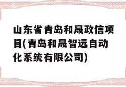 山东省青岛和晟政信项目(青岛和晟智远自动化系统有限公司)