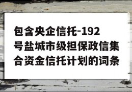 包含央企信托-192号盐城市级担保政信集合资金信托计划的词条