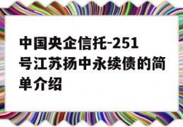 中国央企信托-251号江苏扬中永续债的简单介绍