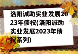 洛阳诚助实业发展2023年债权(洛阳诚助实业发展2023年债权系列)