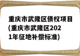 重庆市武隆区债权项目(重庆市武隆区2021年征地补偿标准)