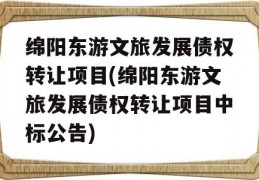 绵阳东游文旅发展债权转让项目(绵阳东游文旅发展债权转让项目中标公告)