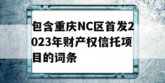 包含重庆NC区首发2023年财产权信托项目的词条