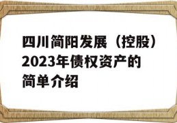 四川简阳发展（控股）2023年债权资产的简单介绍