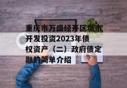 重庆市万盛经开区城市开发投资2023年债权资产（二）政府债定融的简单介绍