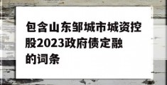 包含山东邹城市城资控股2023政府债定融的词条