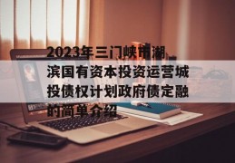 2023年三门峡市湖滨国有资本投资运营城投债权计划政府债定融的简单介绍