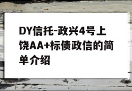 DY信托-政兴4号上饶AA+标债政信的简单介绍