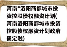 河南*洛阳商都城市投资控股债权融资计划(河南洛阳商都城市投资控股债权融资计划政府债定融)