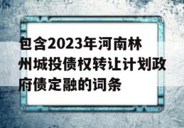 包含2023年河南林州城投债权转让计划政府债定融的词条