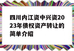 四川内江资中兴资2023年债权资产转让的简单介绍