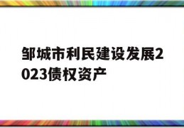 邹城市利民建设发展2023债权资产