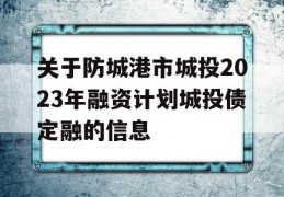 关于防城港市城投2023年融资计划城投债定融的信息