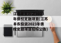 江苏阜农投资2023年债权定融项目(江苏阜农投资2023年债权定融项目招标公告)