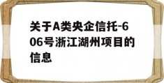 关于A类央企信托-606号浙江湖州项目的信息