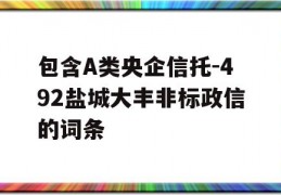 包含A类央企信托-492盐城大丰非标政信的词条